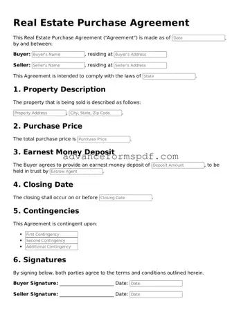 Free Real Estate Purchase Agreement Document