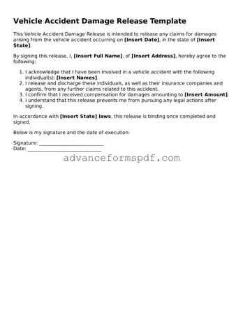 Free Vehicle Accident Damage Release Document