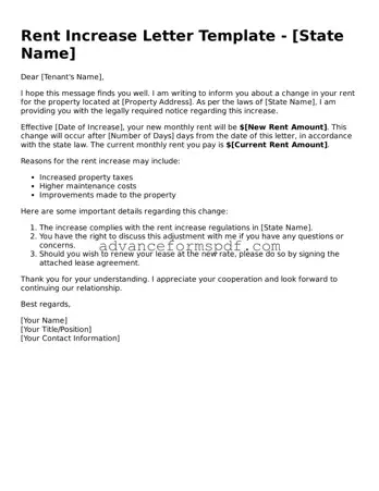 Free Rent Increase Letter Document