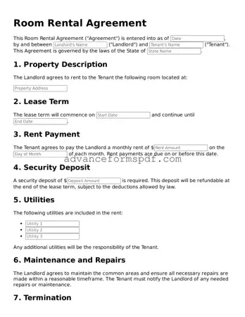 Free Room Rental Agreement Document