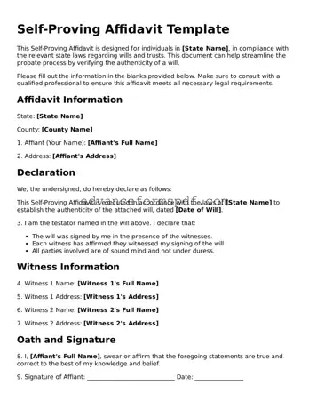 Free Self-Proving Affidavit Document