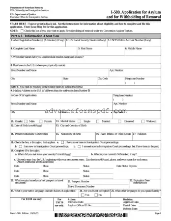 Download USCIS I-589 Form in PDF