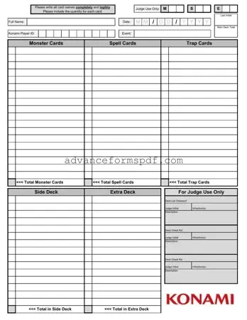 Download Konami Decklist Form in PDF