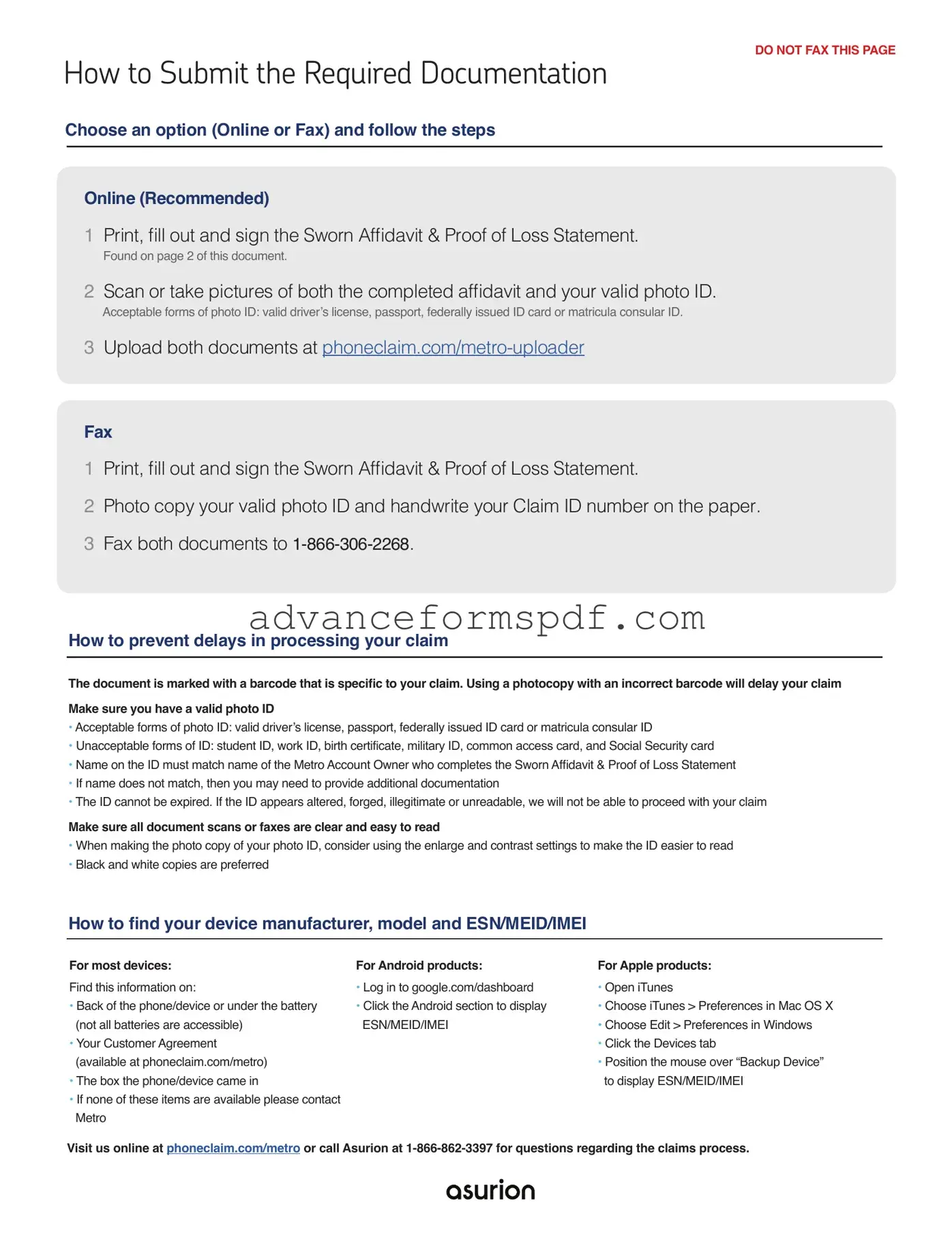 Download Asurion F-017-08 MEN Form in PDF