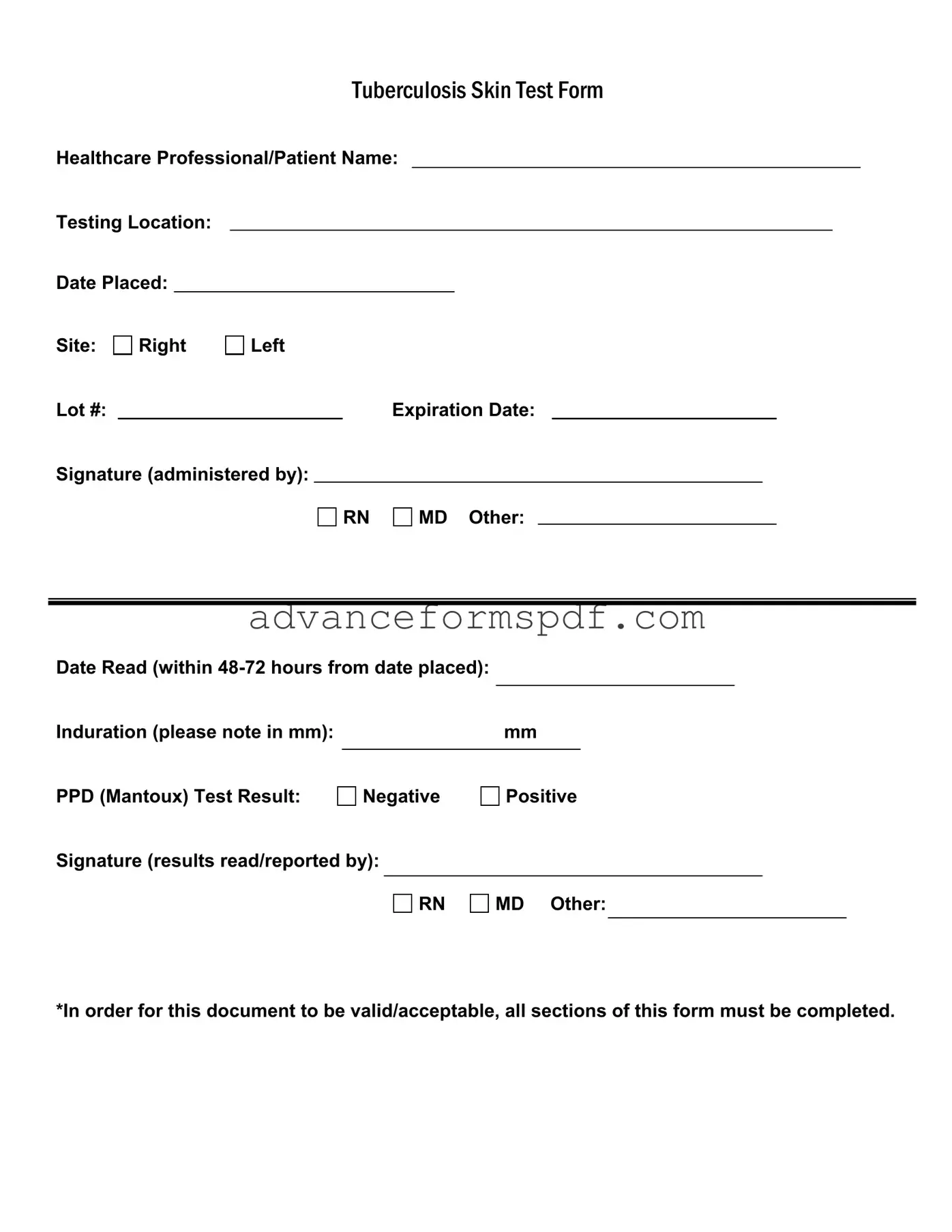 Download Tb Test Form in PDF