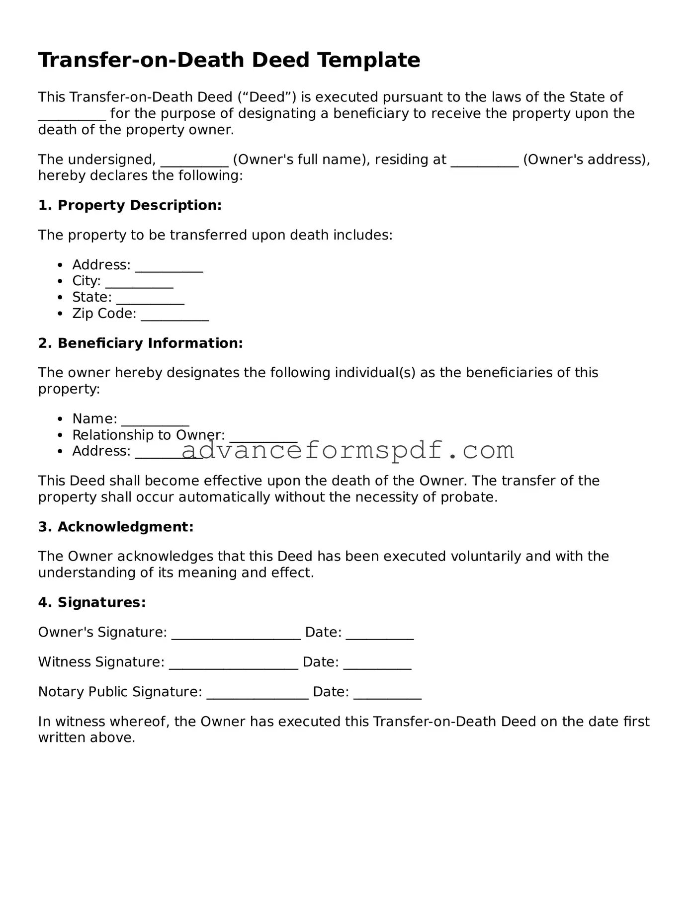 Free Transfer-on-Death Deed Document